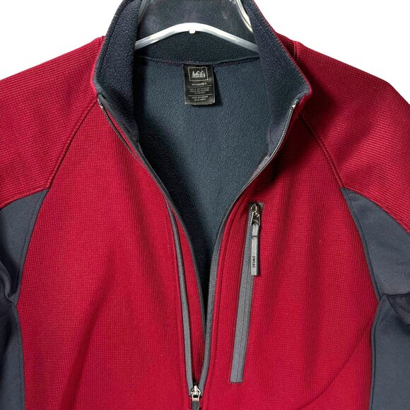 REI Co-Op Womens Waffle Fleece Pullover Jacket Large Magenta Red Gray Half-Zip - Picture 2 of 11